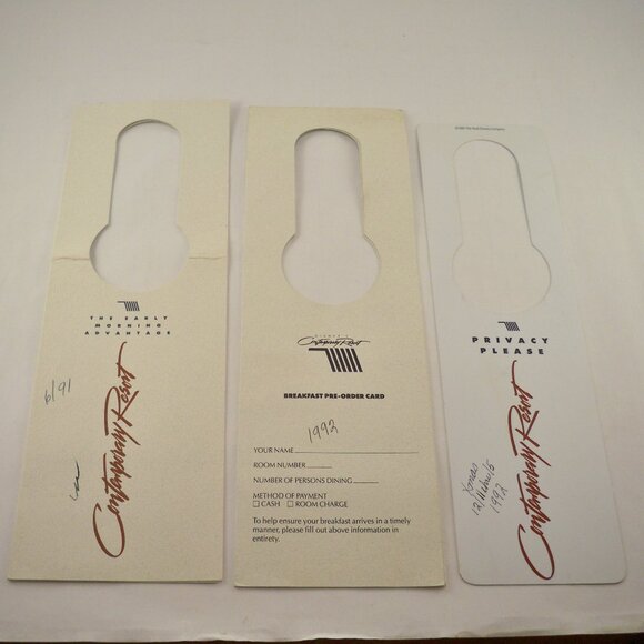 Disney World Contemporary Guide, Door Hangers, Other 91, 92 Vintage *Ephemera - Picture 4 of 6